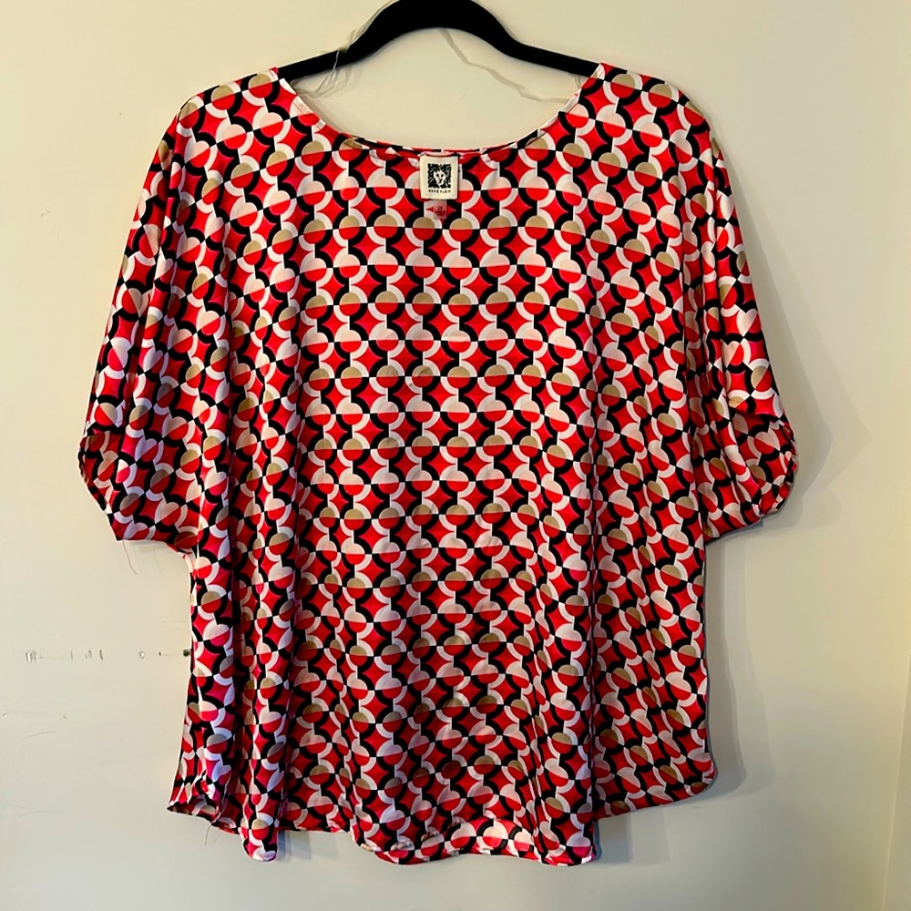 Anne Klein Women's Printed Short-Sleeve Blouse 2X